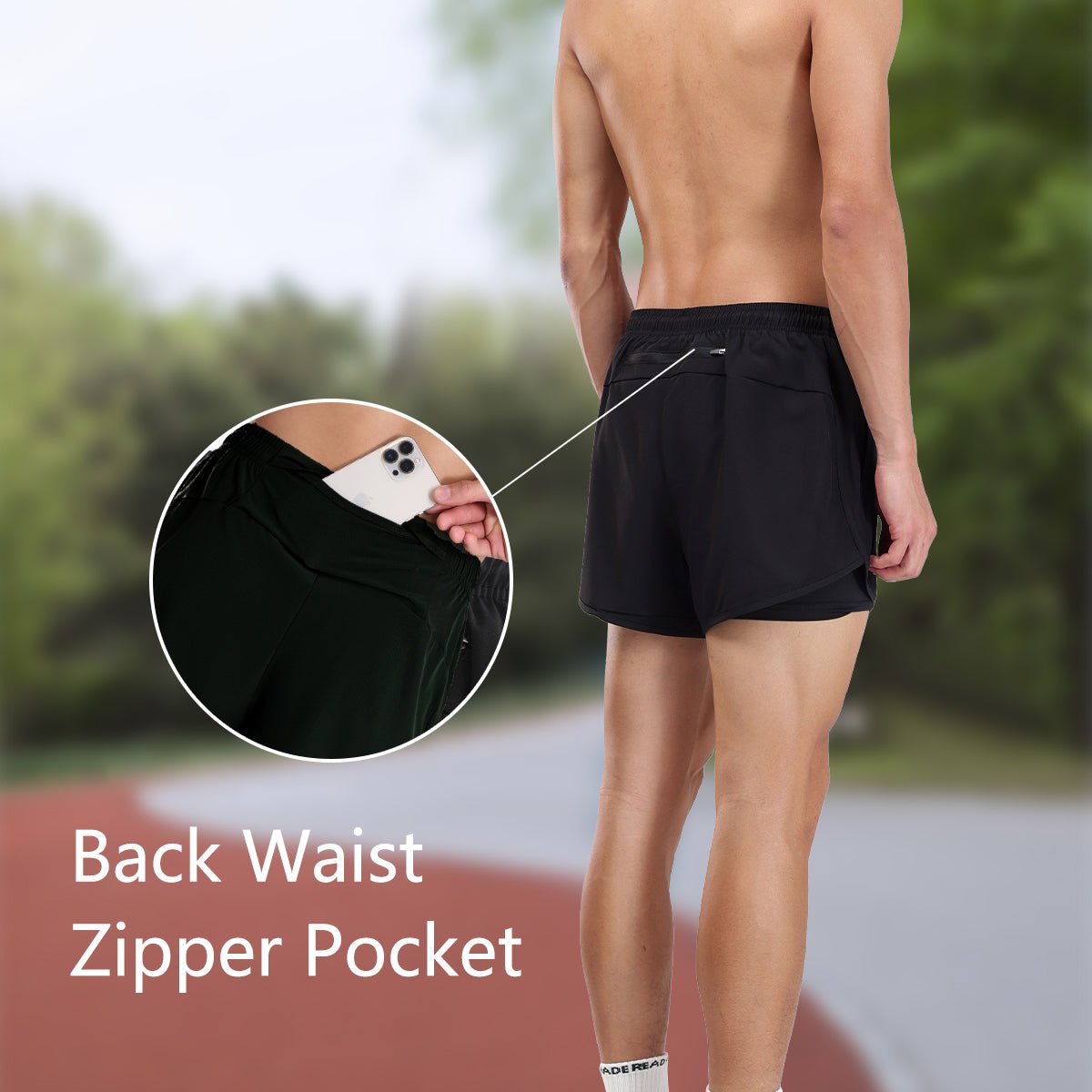 Men's Faux Two - piece Sports Shorts - Sidiou Group