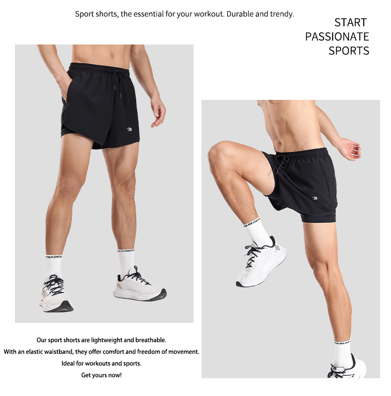 Men's Faux Two - piece Sports Shorts - Sidiou Group