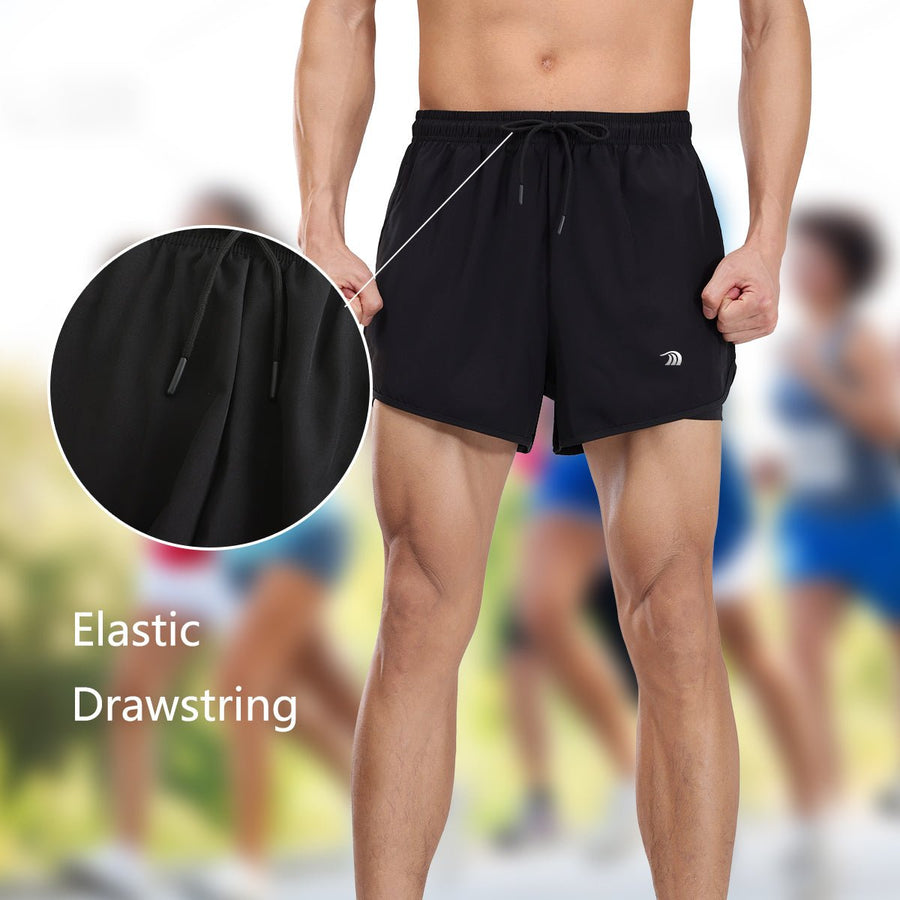 Men's Faux Two - piece Sports Shorts - Sidiou Group