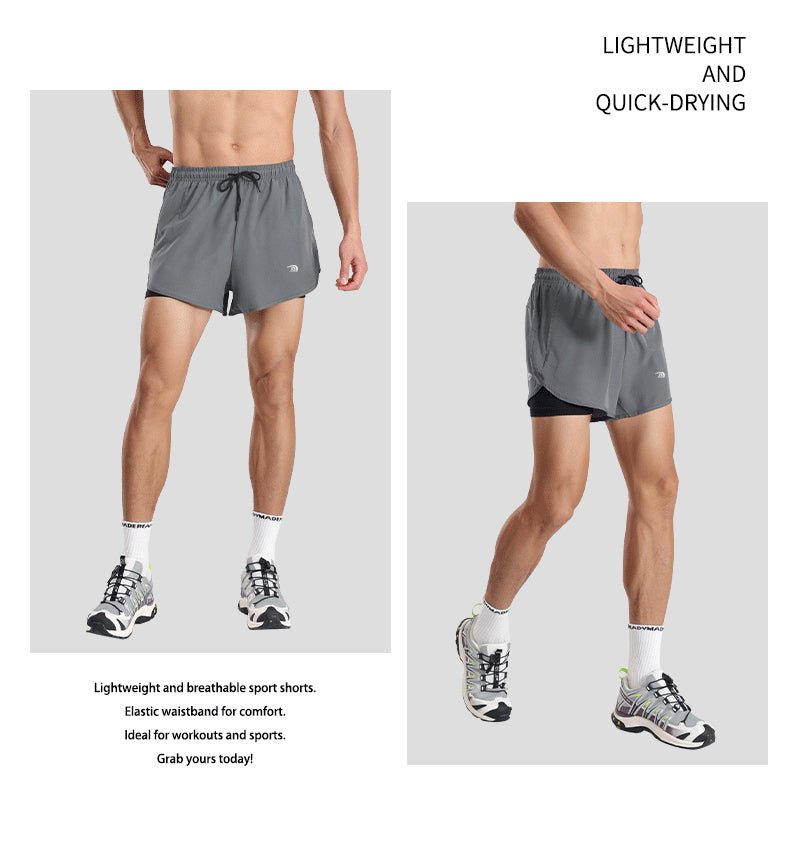Men's Faux Two - piece Sports Shorts - Sidiou Group