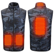 Mens camo Heated Down Vest with 4 heated areas