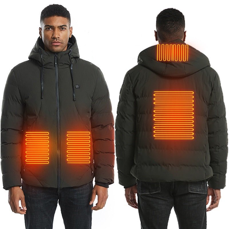 Men's Heated Hooded Winter Down Jacket - Sidiou Group