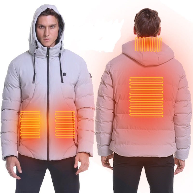 Men's Heated Hooded Winter Down Jacket - Sidiou Group