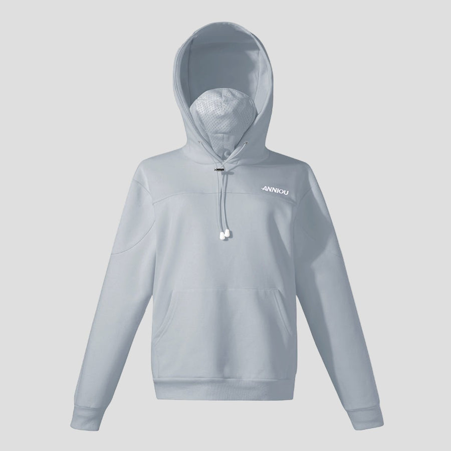 mens grey pullover masked hoodie 