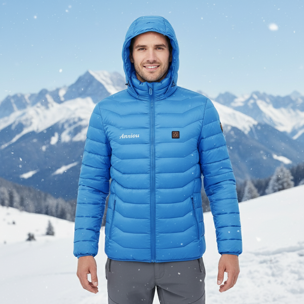 mens heated jacket in blue