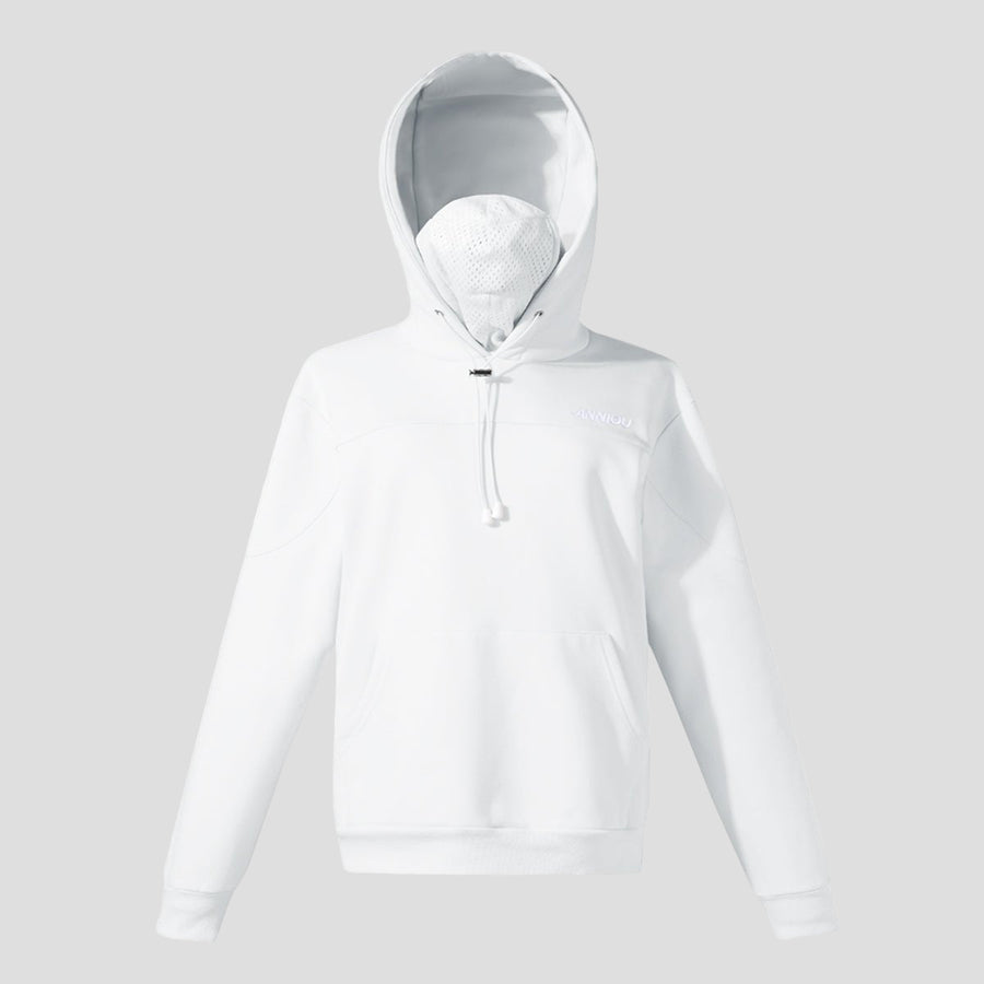 mens white pullover masked hoodie 