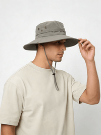 mens wide brimmed bucket hat 