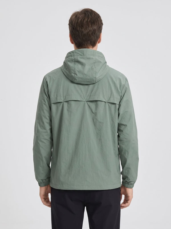 Mens green back UPF 50+ Hooded Jacket
