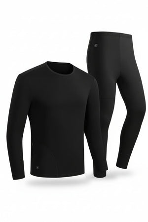 Black long-sleeve shirt and black pants on a white background