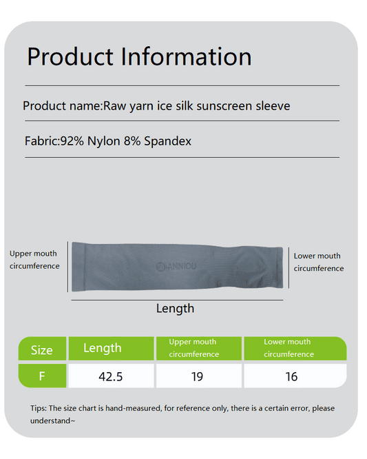 Mosquito Repellent UV Arm Sleeves size guide