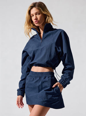 #navy Cropped 1/4 Zip UV Protection Pullover