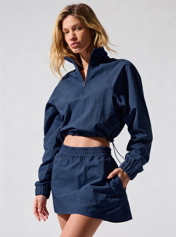#navy Cropped 1/4 Zip UV Protection Pullover