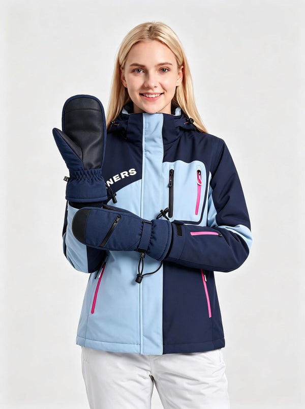 #navy Insulated Winter Snowboard Mittens