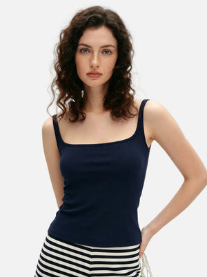 #navy Mulberry Silk Padded Camisole