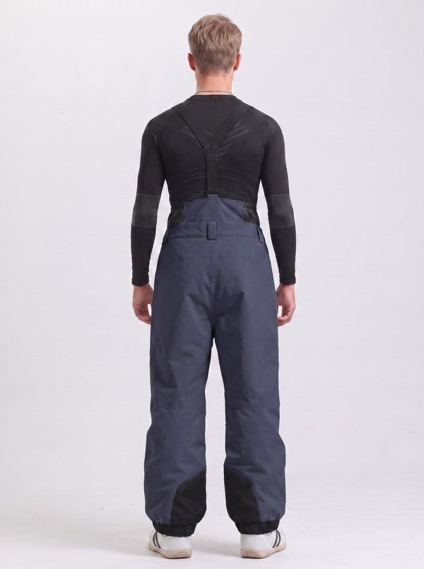 #navy Rear of Men's Waterproof Snowboard Bib Pants