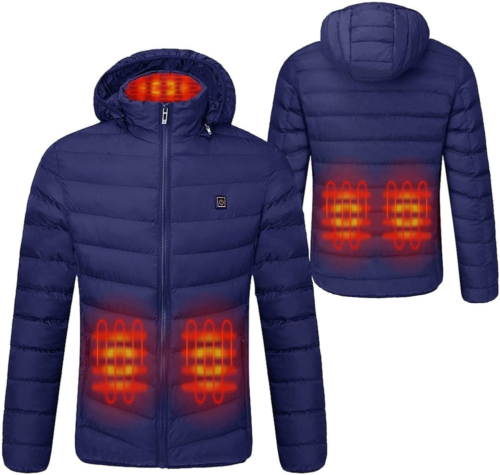 navy blue heated duck down jacket