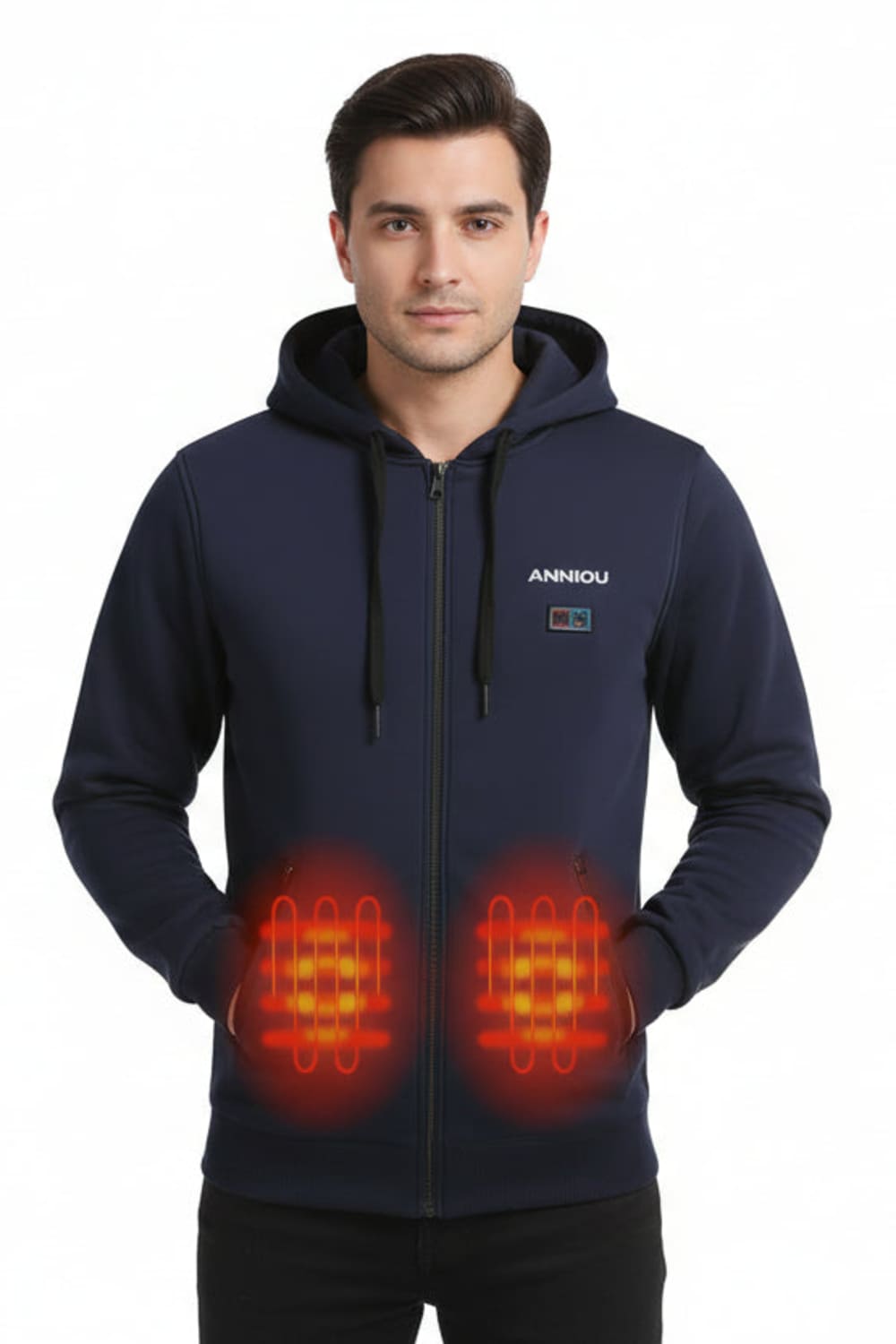 navy blue heated hoodie