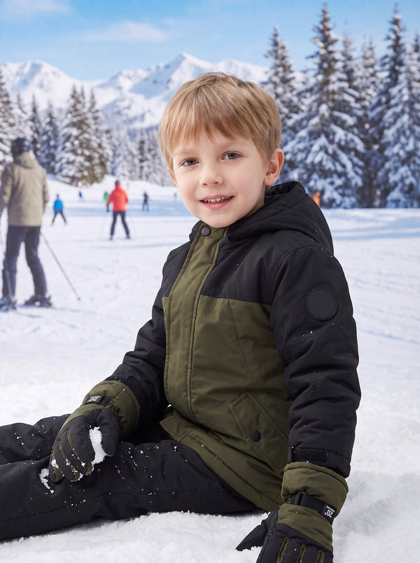 #navygreen boys Waterproof Ski Gloves