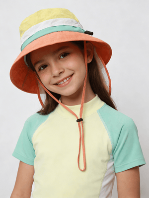 #orange Color Block Kids Bucket Hat