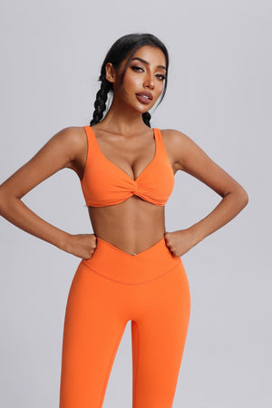 #orange Front Twist Sports Bra 