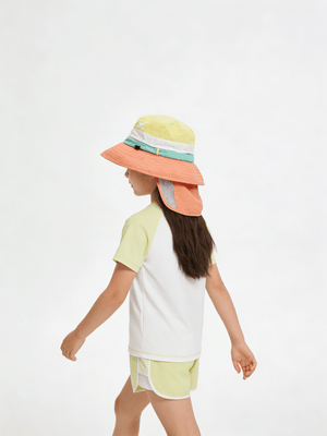 #orange Kids Bucket Hat of back view