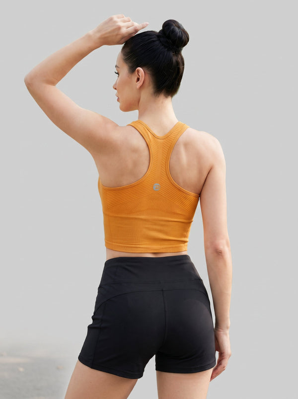 #orange Rear of Women Seamless Tank Top