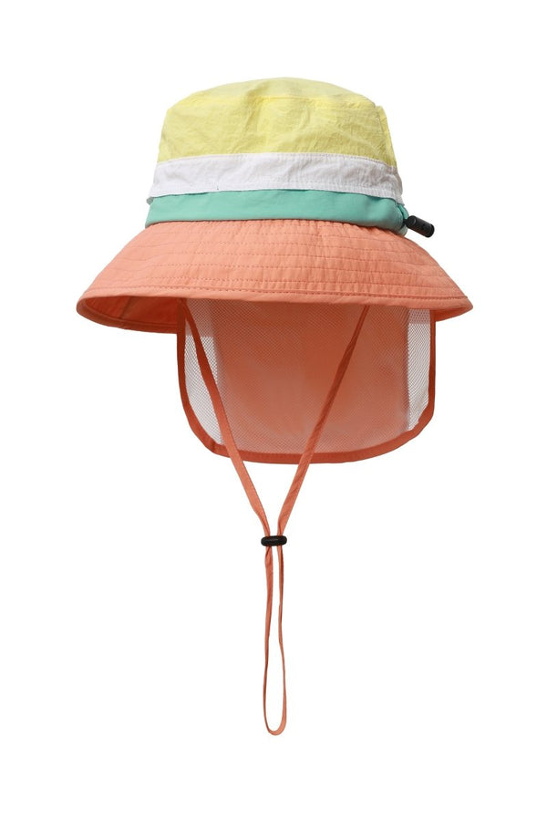 #orange UPF50 Color Block Kids Bucket Hat