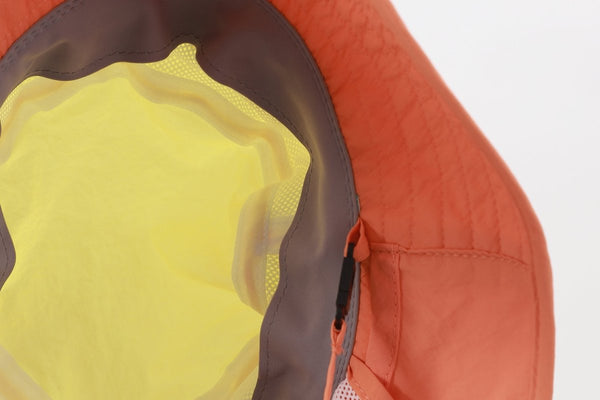 #orange UPF50 Color Block Kids Bucket Hat of Inside view