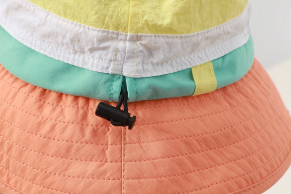 #orange UPF50 Color Block Kids Bucket Hat of back detail