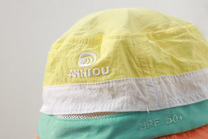 #orange UPF50 Color Block Kids Bucket Hat of logo detail