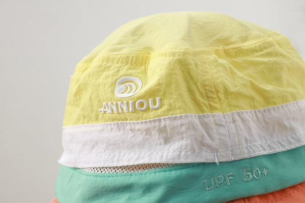 #orange UPF50 Color Block Kids Bucket Hat of logo detail