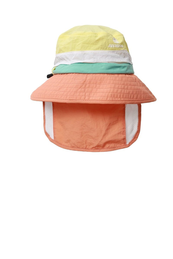 #orange UPF50 Color Block Kids Bucket Hat of side