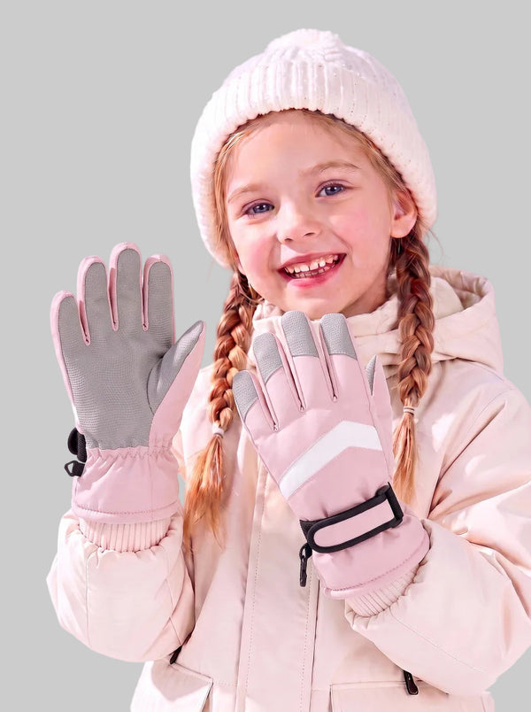 #pink Children Thermal Insulated Ski Gloves