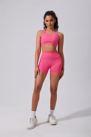 #pink Scrunch Bum Workout Shorts and sports bra