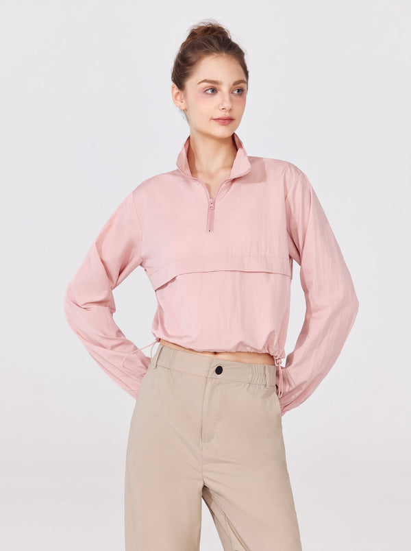 #pink Windproof Sports Pullover