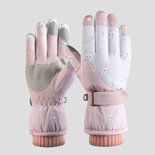  Pink bunny Fleece Ski Gloves