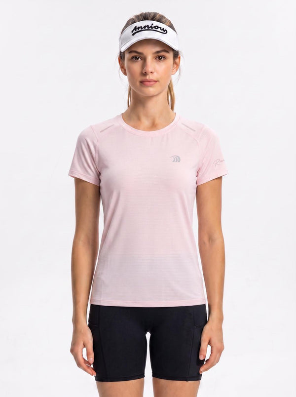 #pink Women Short Sleeve Running Sports T‑Shirt