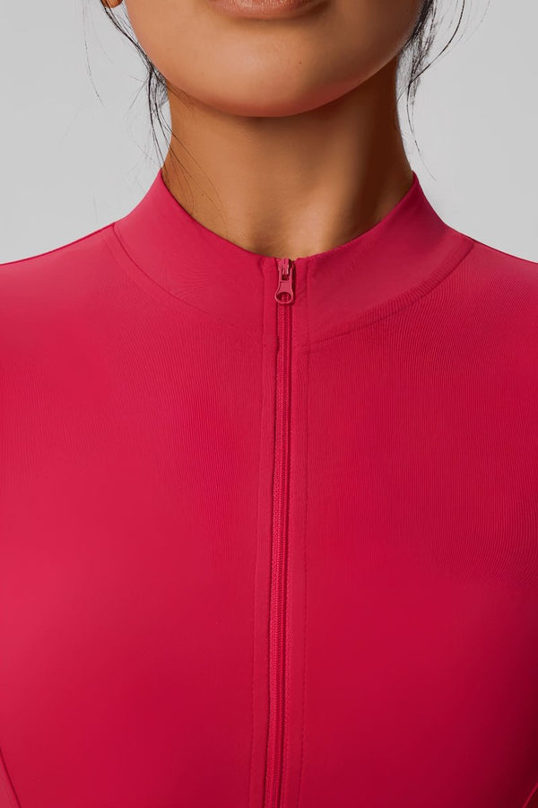 #pink yoga top zip details