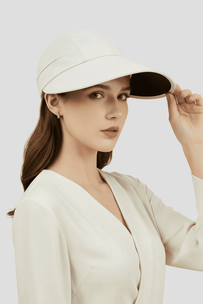 beige wide brim sun protection cap UPF 50+