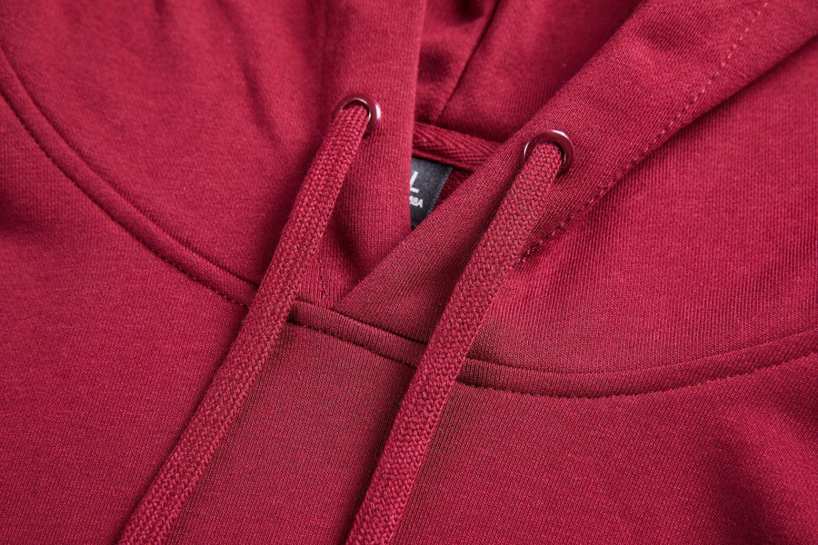 pullstring on red hoodie