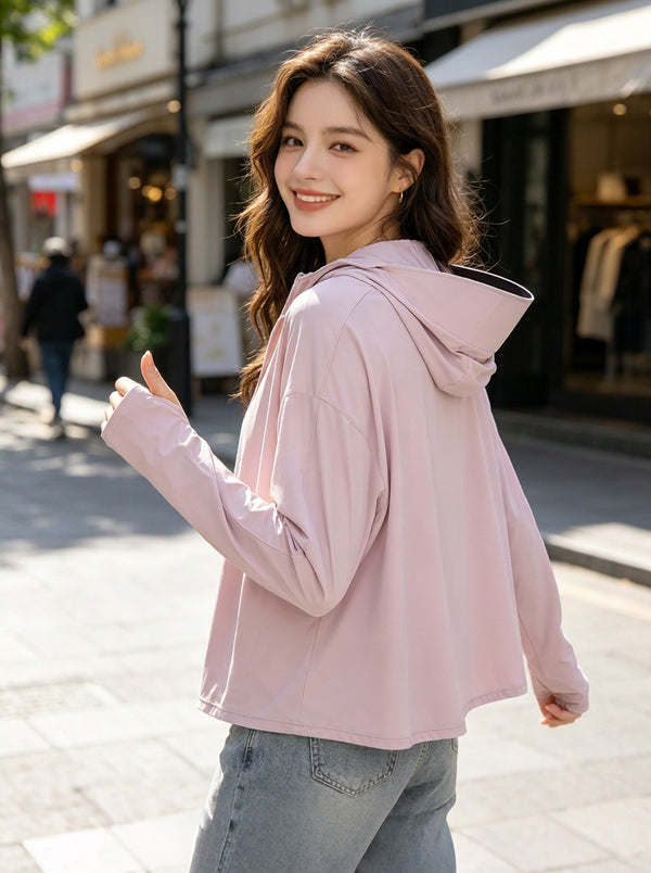 #purple Black Coated Cape UV Protection Jacket UPF50+
