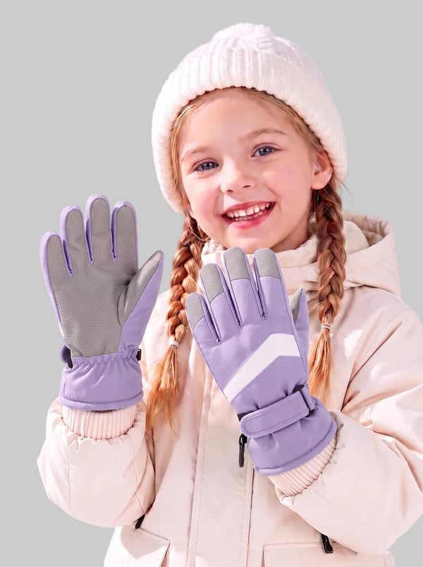#purple  Children Thermal Insulated Ski Gloves