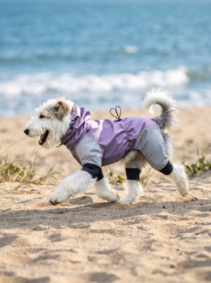 #purple Four-Legged Dog Raincoat