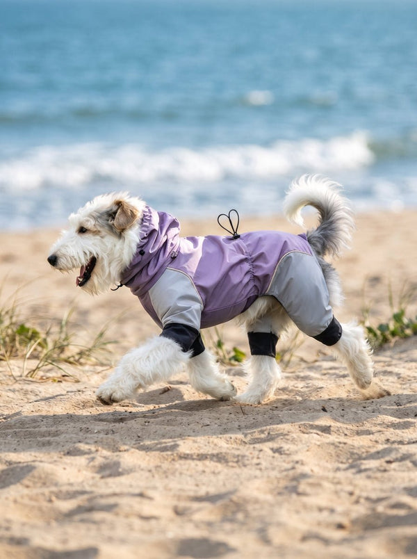 #purple Four-Legged Dog Raincoat