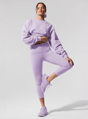 #purple Oversized Crewneck Sweatshirt Leggings Set