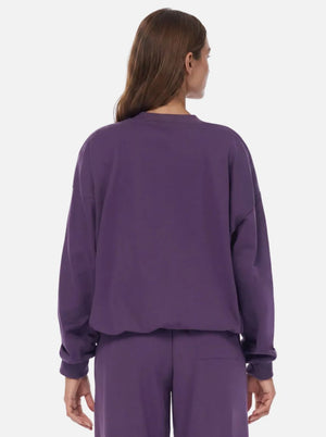 #purple Relaxed Fit Crewneck Sweatshirt of back view