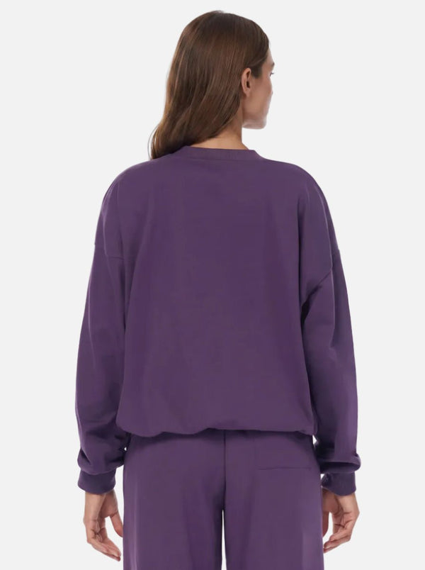 #purple Relaxed Fit Crewneck Sweatshirt of back view