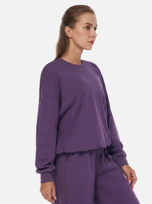 #purple Relaxed Fit Crewneck Sweatshirt of side view