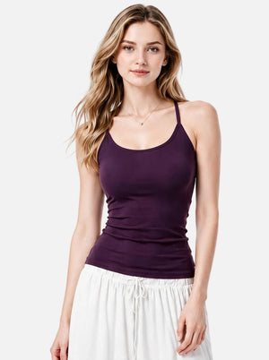 #purple Ribbed Spaghetti Strap Bra Tank