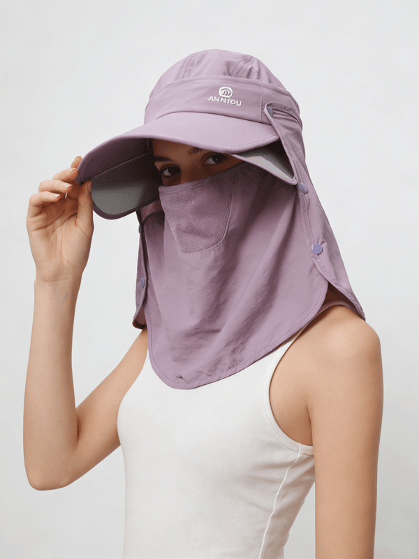 #purple Sun Hat with face cover